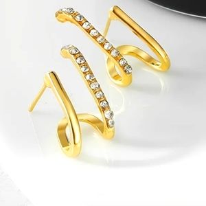 Geometric Earrings With Shiny Rhinestone Stud Earrings Pure Color